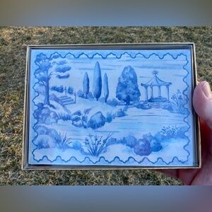 Caspari Blue Tuscan Toile Blank Note Cards Vintage Katharine Barnwell French